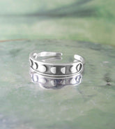 Phases of the Moon Toe Midi Adjustable Oxidized Ring | Woot & Hammy
